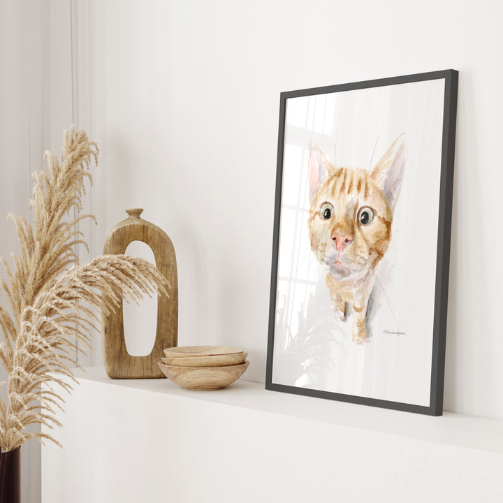 Ginger Kitten Fine Art Print – Orange Cat Watercolor