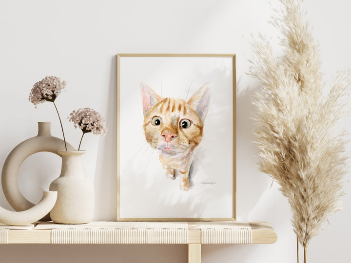 Ginger Kitten Fine Art Print – Orange Cat Watercolor