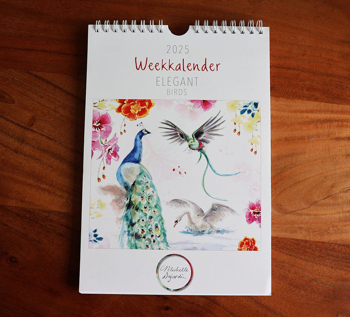 Week calendar 2025 Birds & flowers by Michelle Dujardin