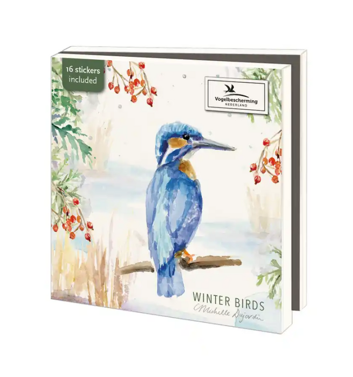Greeting cards 'Winter Birds' by Michelle Dujardin (2026 release) with kingfisher